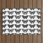 Monarch Butterfly - Black and White Outdoor Rug Gallery Image 1