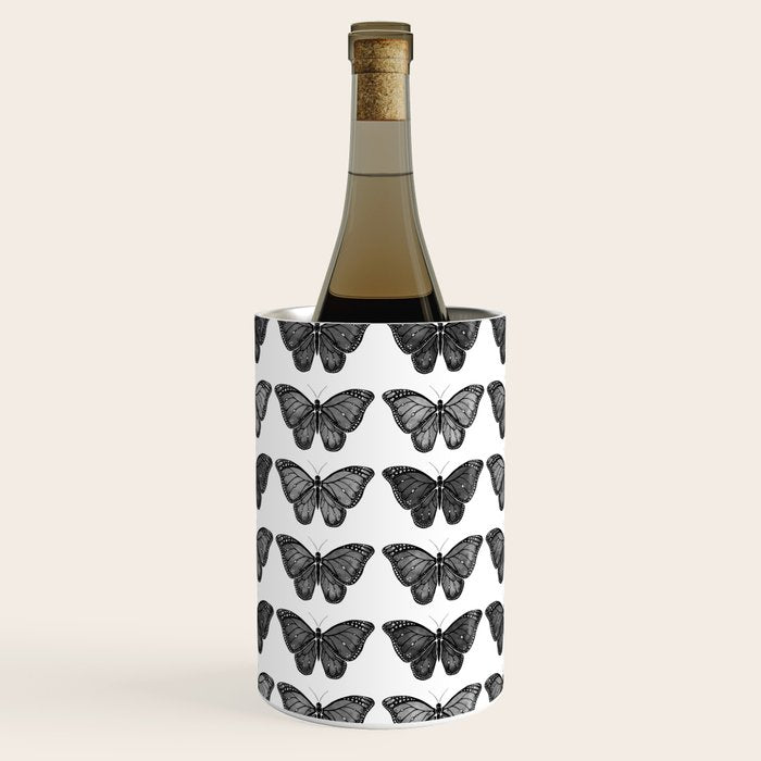 Monarch Butterfly - Black and White Wine Chiller Gallery Image 1