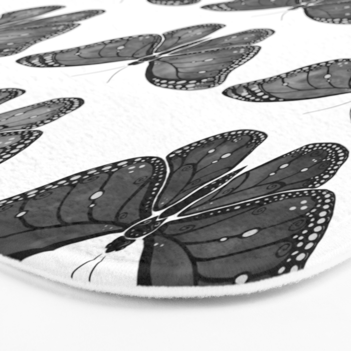 Monarch Butterfly - Black and White Bath Mat Gallery Image 3