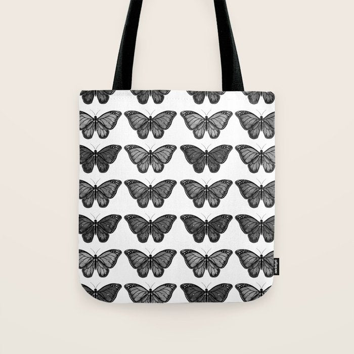 Monarch Butterfly - Black and White Tote Bag Gallery Image 1