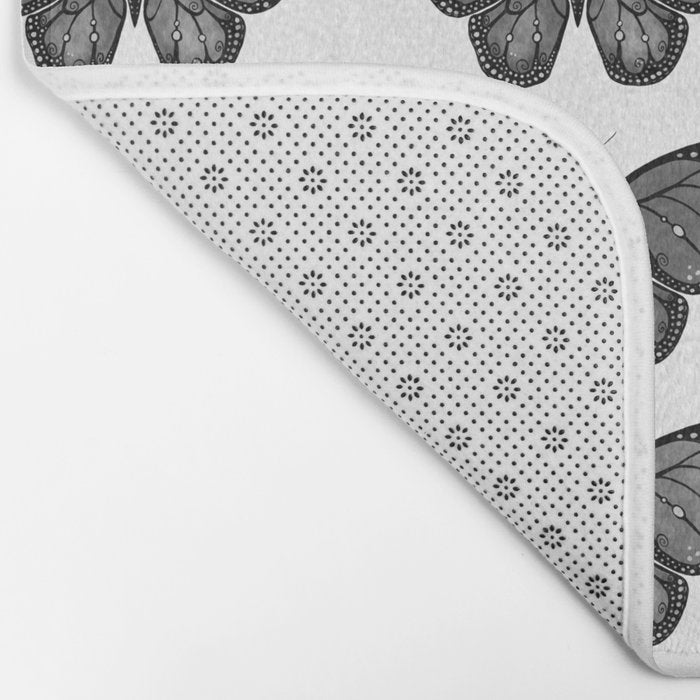 Monarch Butterfly - Black and White Bath Mat Gallery Image 2