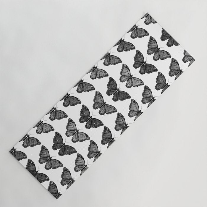 Monarch Butterfly - Black and White Yoga Mat Gallery Image 1