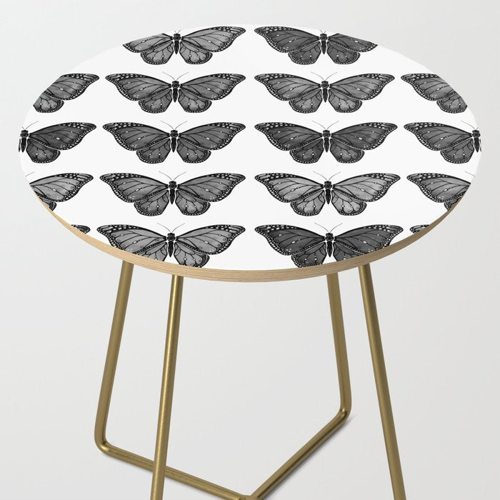 Monarch Butterfly - Black and White Side Table Gallery Image 2