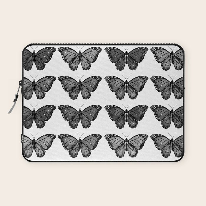 Monarch Butterfly - Black and White Laptop Sleeve Gallery Image 1