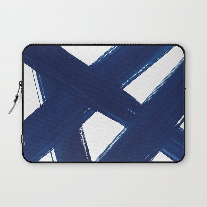 Indigo Abstract Brush Strokes | No. 3 Laptop Sleeve Gallery Image 1