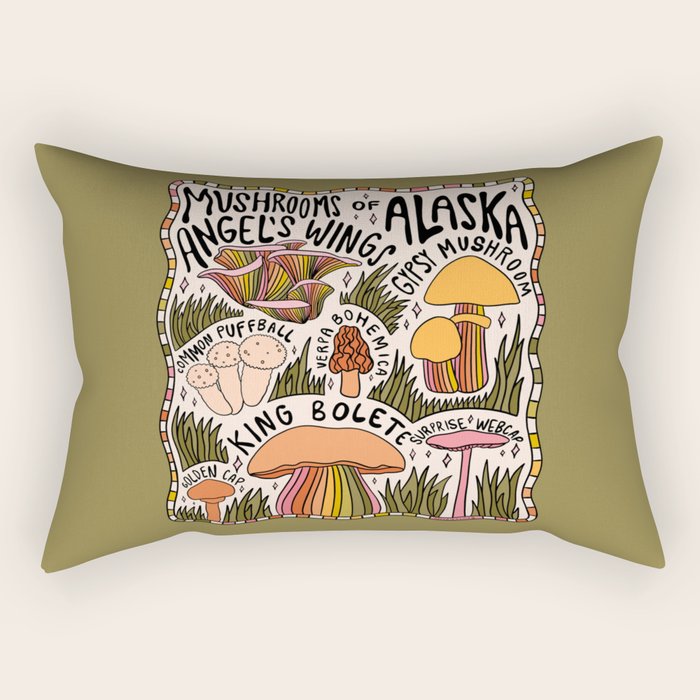 Mushrooms of Alaska Rectangular Pillow Gallery Image 2