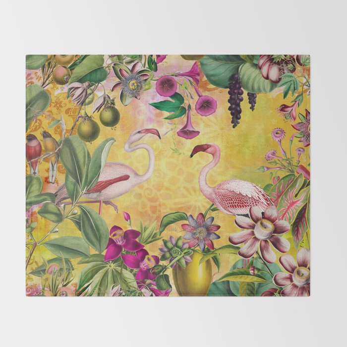 Tropical Flamingo Island Throw Blanket Gallery Image 2