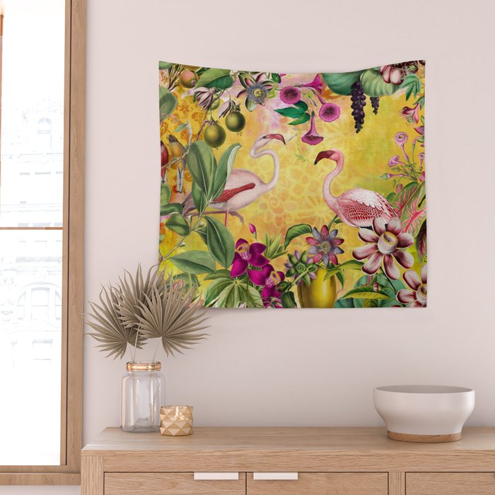 Tropical Flamingo Island Wall Tapestry Gallery Image 2