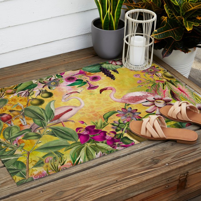 Tropical Flamingo Island Outdoor Rug Gallery Image 2
