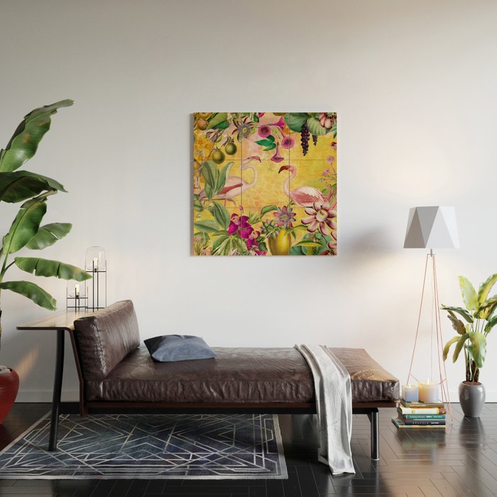 Tropical Flamingo Island Wood Wall Art Gallery Image 2