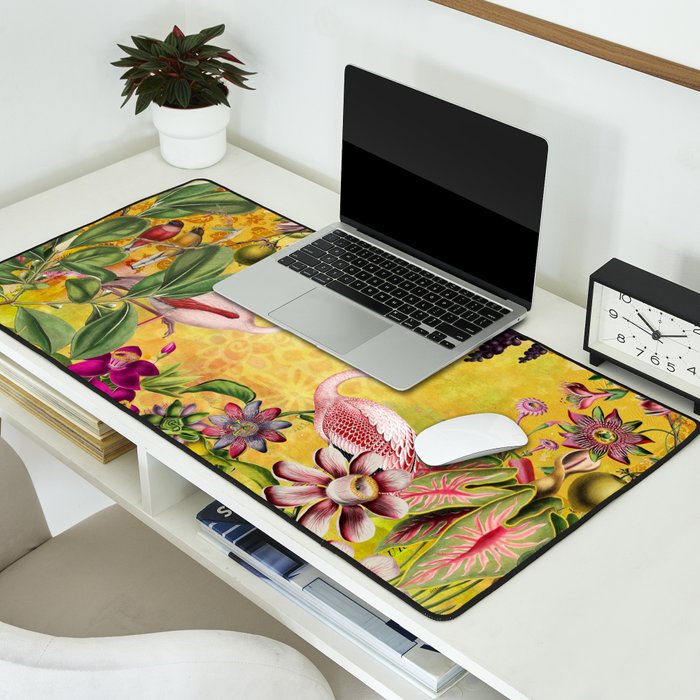Tropical Flamingo Island Desk Mat Gallery Image 2