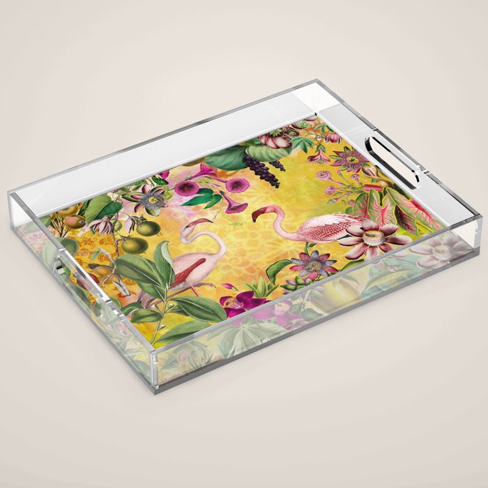 Tropical Flamingo Island Acrylic Tray Gallery Image 1
