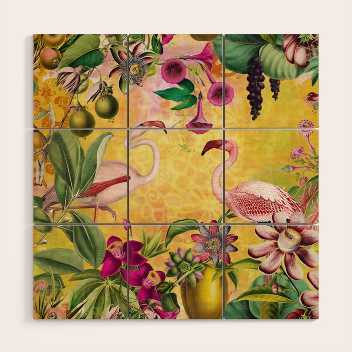 Tropical Flamingo Island Wood Wall Art Gallery Image 1