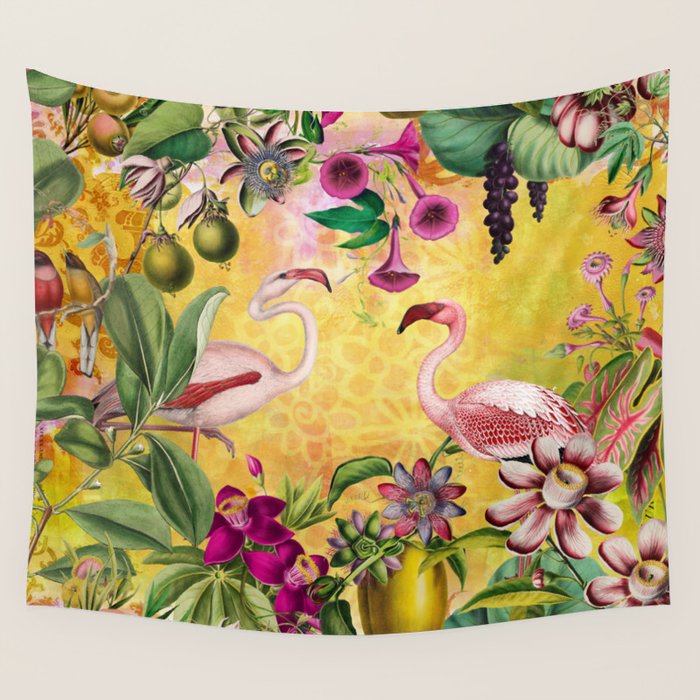 Tropical Flamingo Island Wall Tapestry Gallery Image 4