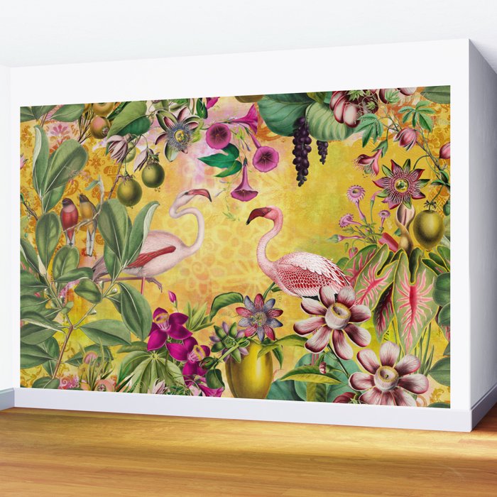Tropical Flamingo Island Wall Mural Gallery Image 2