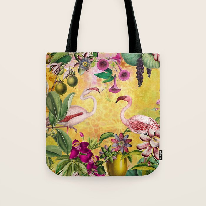Tropical Flamingo Island Tote Bag Gallery Image 1