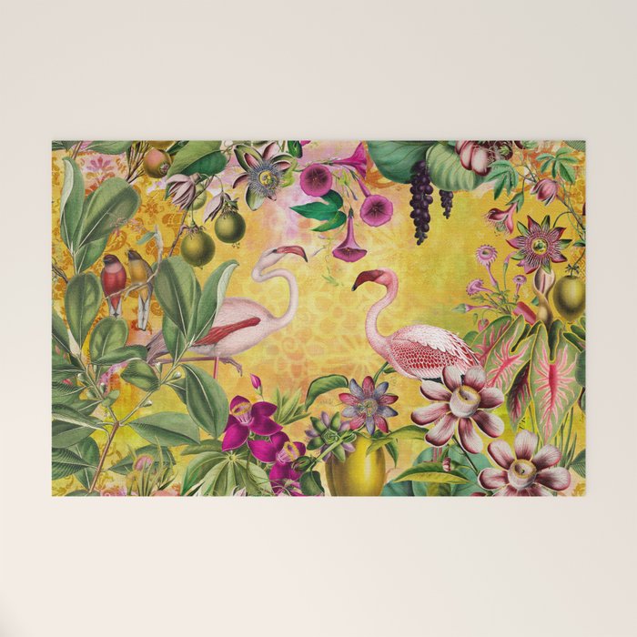 Tropical Flamingo Island Welcome Mat Gallery Image 1