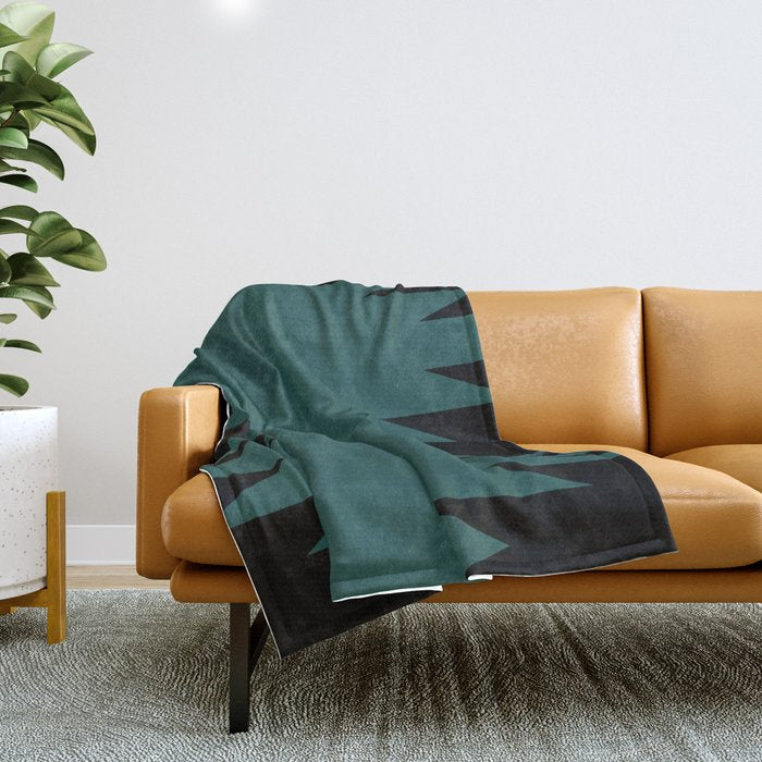 Geometric Southwestern Minimalism - Teal Green Throw Blanket Gallery Image 1