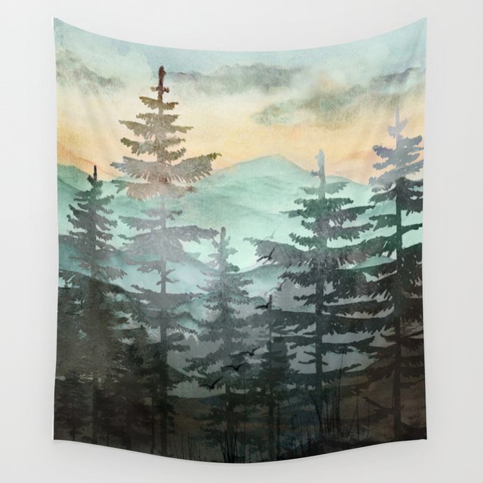 Pine Trees Wall Tapestry Gallery Image 1