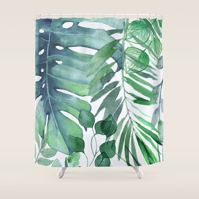 Tropical  Leaves Shower Curtain Gallery Image 1