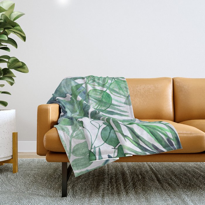 Tropical  Leaves Throw Blanket Gallery Image 1