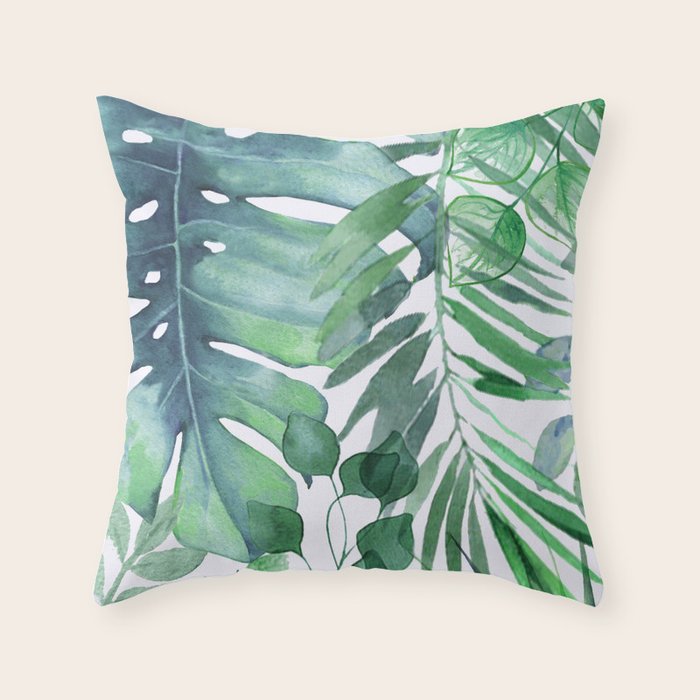 Tropical  Leaves Throw Pillow Gallery Image 6