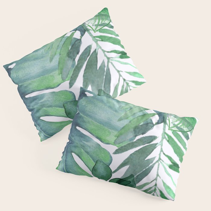 Tropical  Leaves Pillow Sham Gallery Image 1