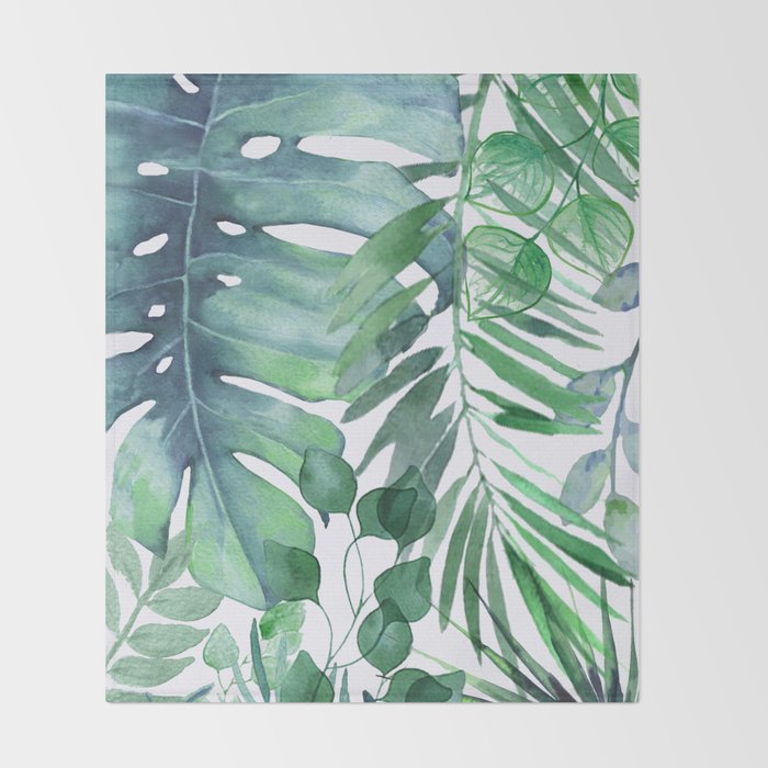 Tropical  Leaves Throw Blanket Gallery Image 2