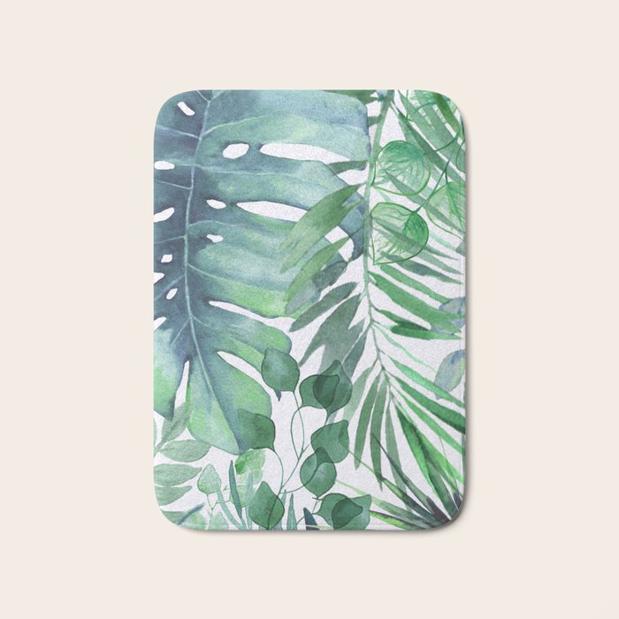 Tropical  Leaves Bath Mat Gallery Image 1