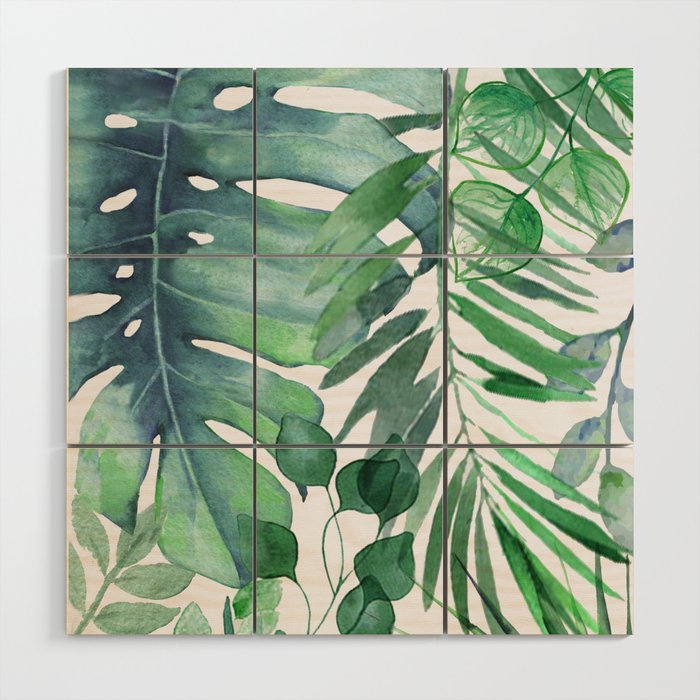 Tropical  Leaves Wood Wall Art Gallery Image 1