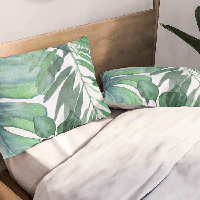 Tropical  Leaves Pillow Sham Gallery Image 2