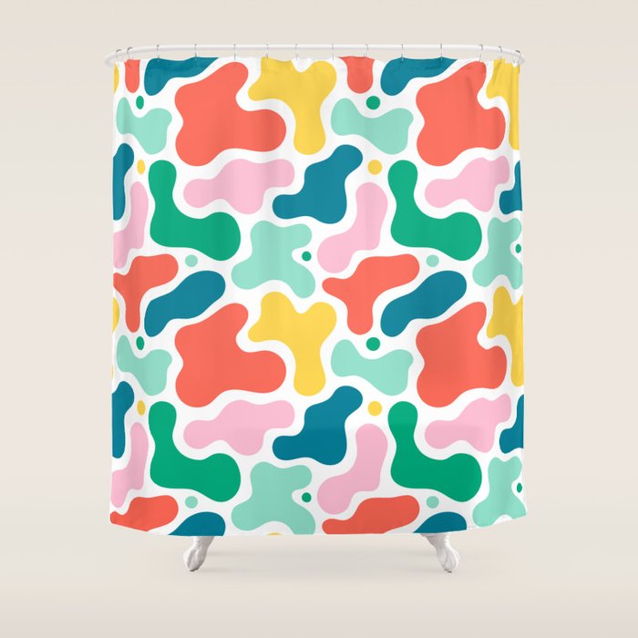 Colorful abstract art shape pattern Shower Curtain Gallery Image 1