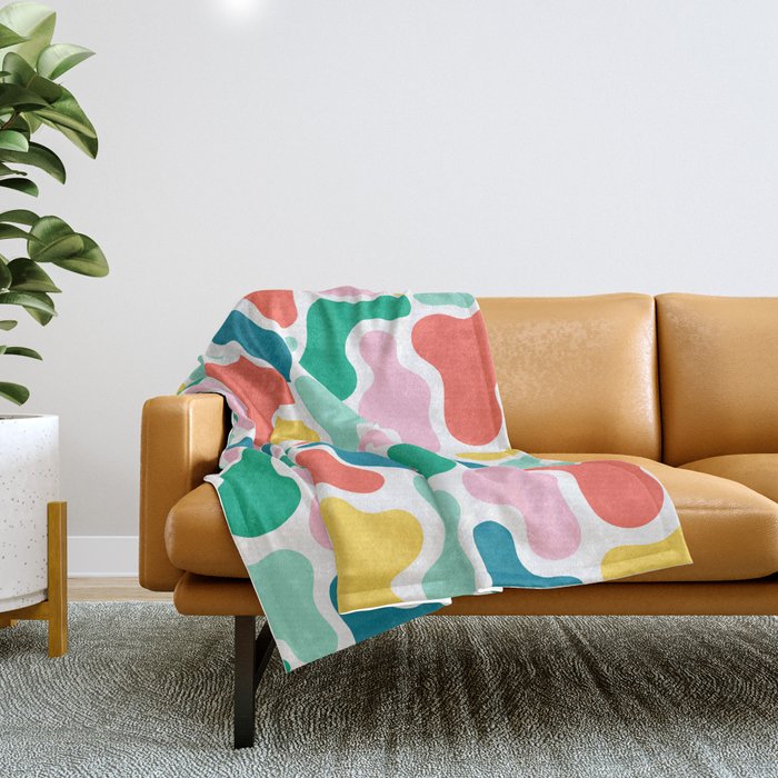 Colorful abstract art shape pattern Throw Blanket Gallery Image 1