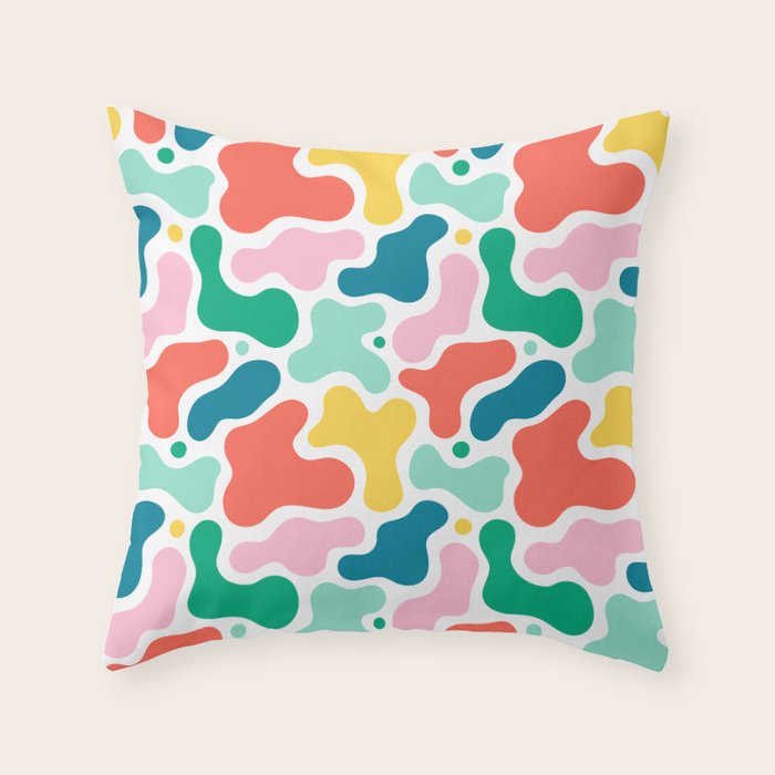 Colorful abstract art shape pattern Throw Pillow Gallery Image 1