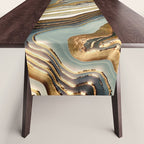 White Gold Agate Abstract Table Runner Gallery Image 1