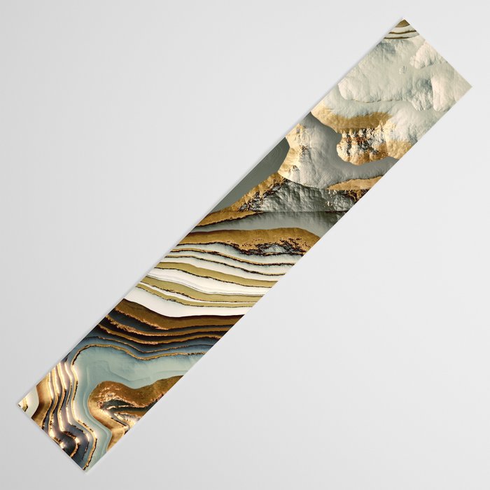 White Gold Agate Abstract Table Runner Gallery Image 3