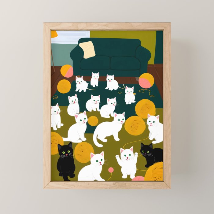 Cats And Wool Mini Art Print Gallery Image 1