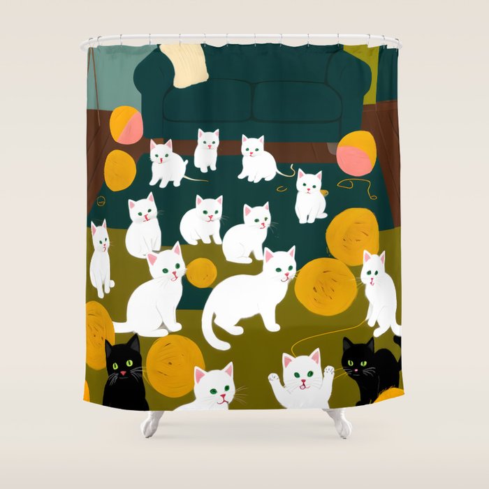 Cats And Wool Shower Curtain Gallery Image 1