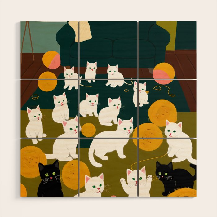 Cats And Wool Wood Wall Art Gallery Image 1