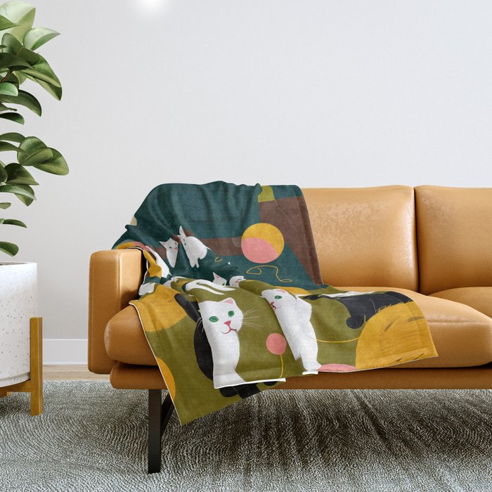 Cats And Wool Throw Blanket Gallery Image 1