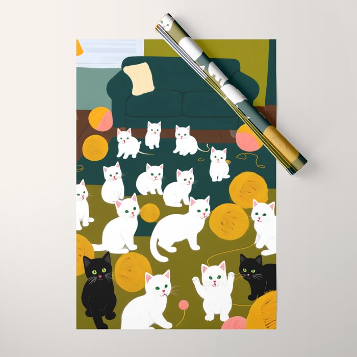 Cats And Wool Wrapping Paper Gallery Image 1