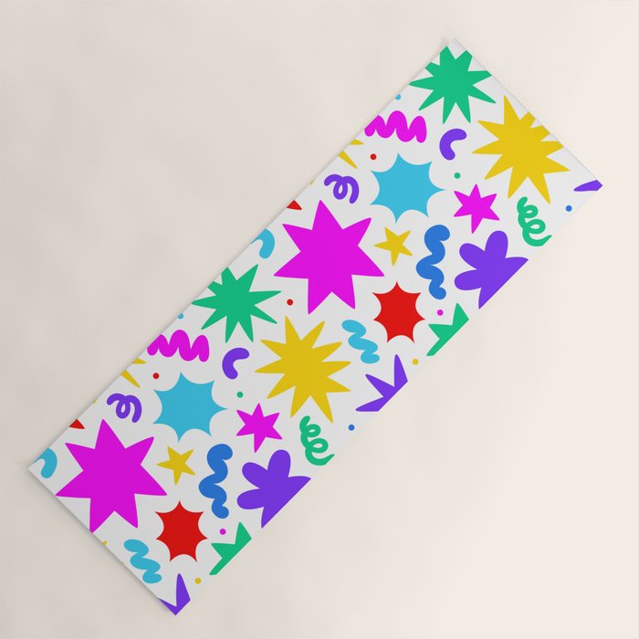 Colorful fun star doodle pattern Yoga Mat Gallery Image 1