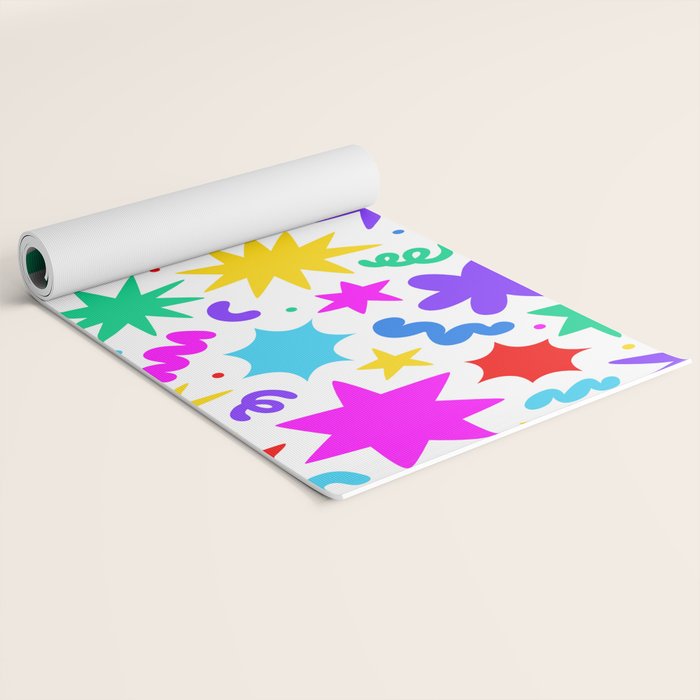 Colorful fun star doodle pattern Yoga Mat Gallery Image 2