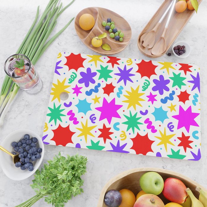 Colorful fun star doodle pattern Cutting Board Gallery Image 2