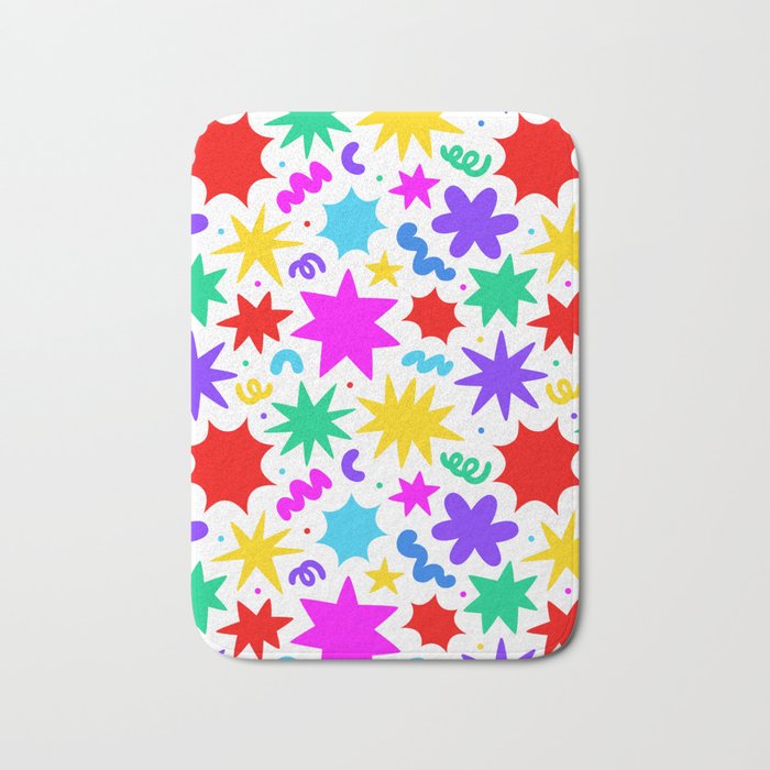 Colorful fun star doodle pattern Bath Mat Gallery Image 1