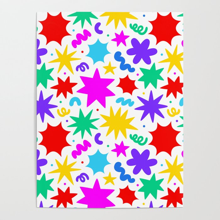 Colorful fun star doodle pattern Poster Gallery Image 4
