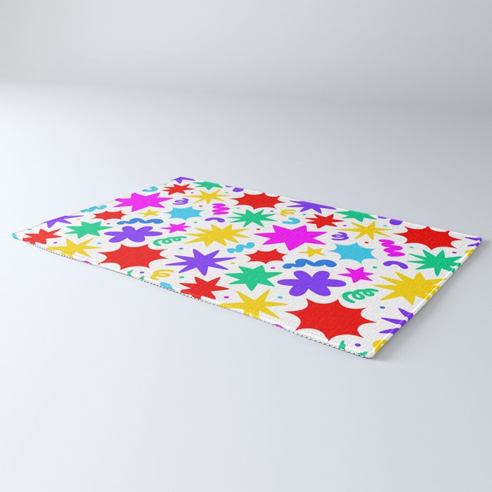 Colorful fun star doodle pattern Rug Gallery Image 3