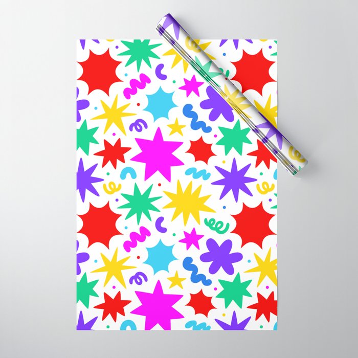 Colorful fun star doodle pattern Wrapping Paper Gallery Image 1