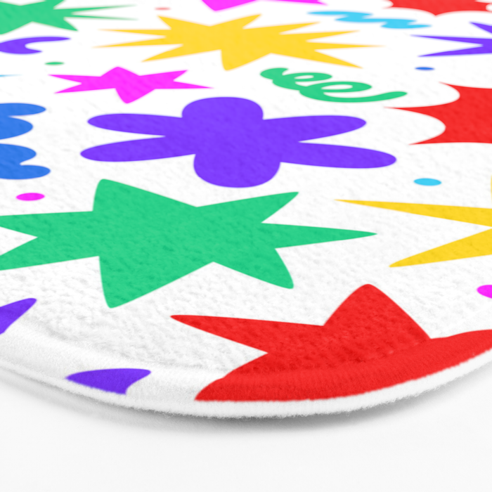 Colorful fun star doodle pattern Bath Mat Gallery Image 3