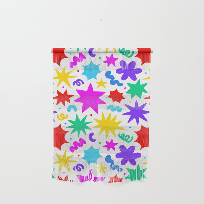 Colorful fun star doodle pattern Wall Hanging Gallery Image 1